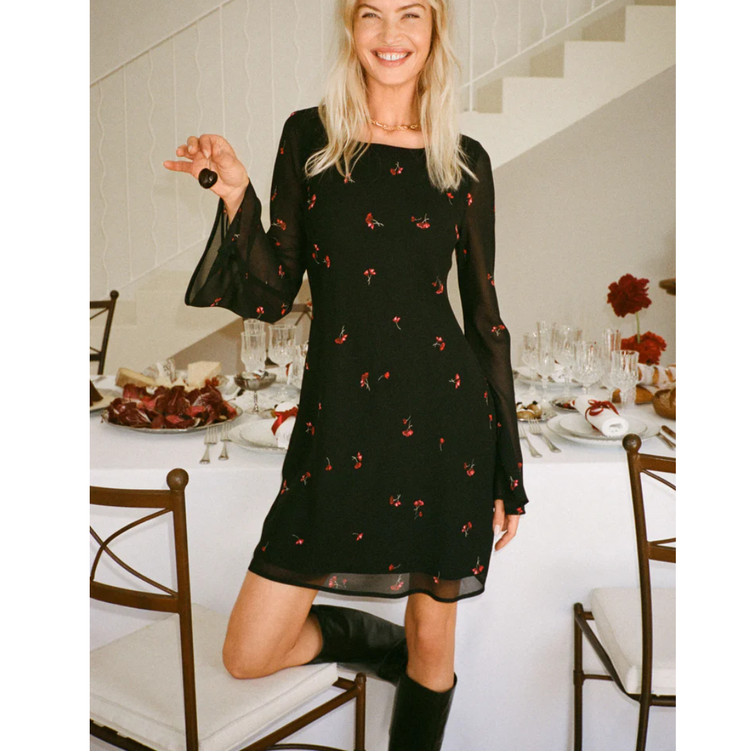 CAMPBELL RIO FLORAL MINI DRESS BLACK