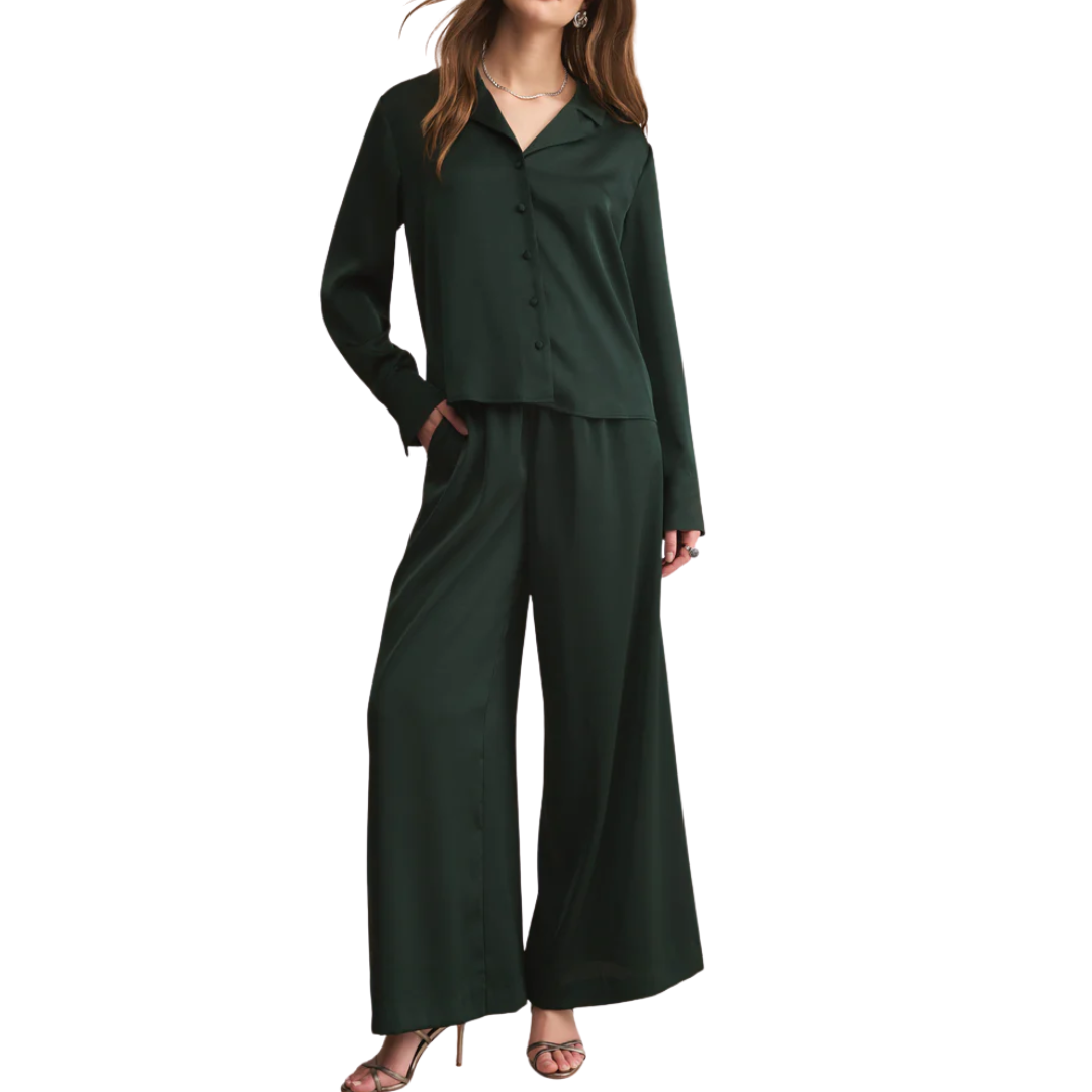 ISOLDE SATIN PANT GREEN GARLAND