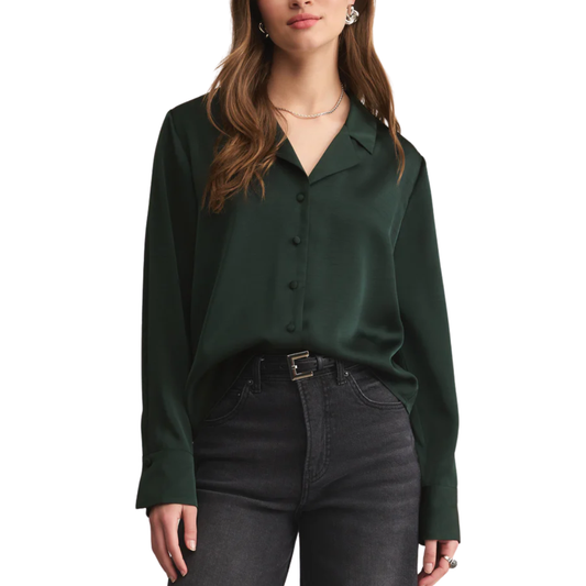 ANA SATIN TOP GREEN GARLAND