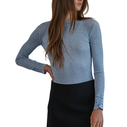 LUREX RIBBED BODYSUIT BLUE
