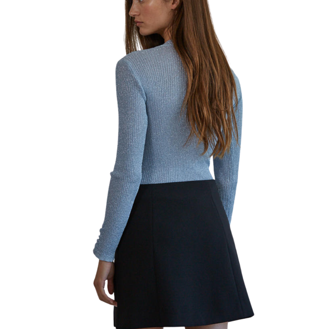 LUREX RIBBED BODYSUIT BLUE