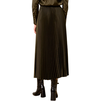 SATIN PLEATED SKIRT KHAKI
