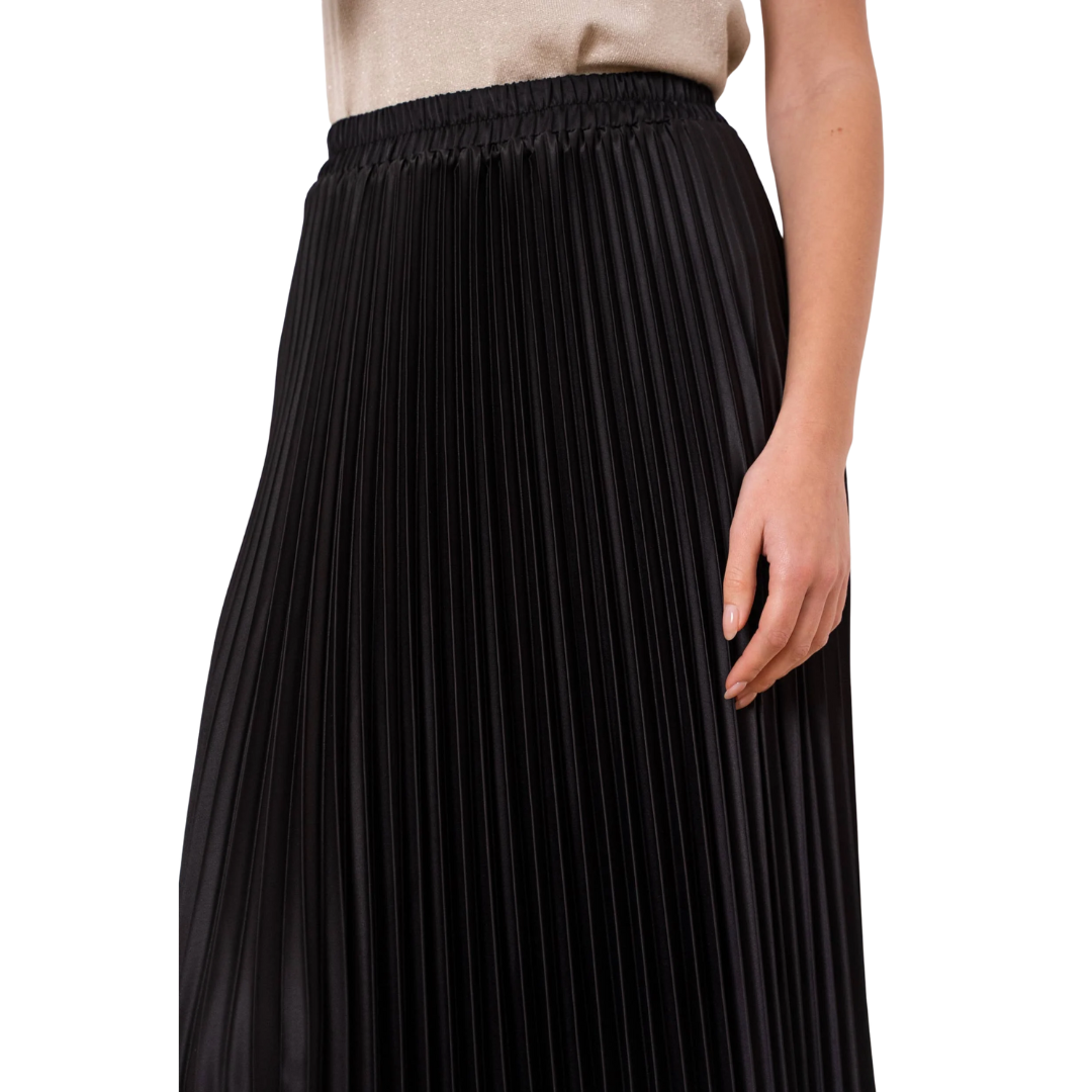 SATIN PLEATED SKIRT BLACK