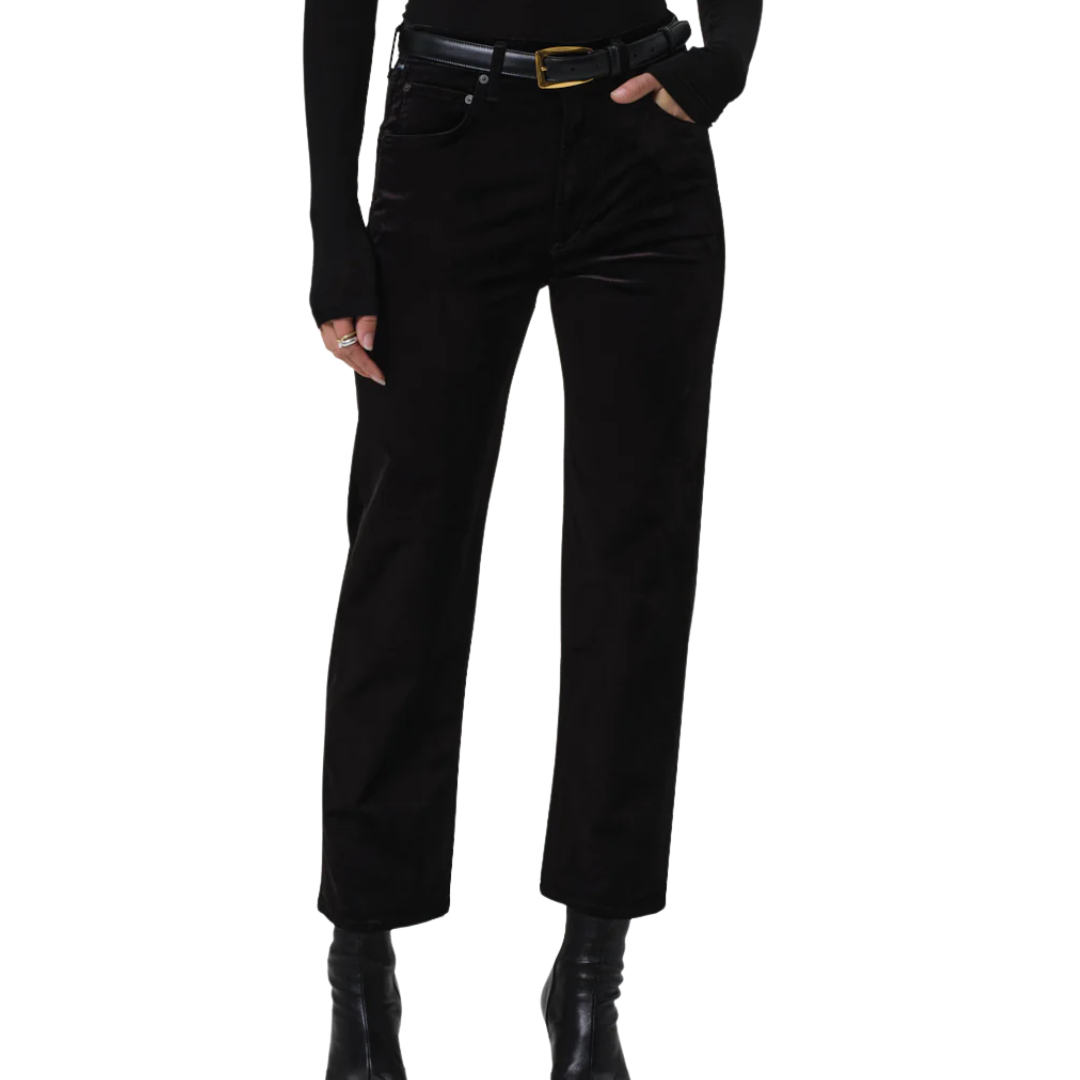 DELFINA VELVET STRAIGHT LEG BLACK