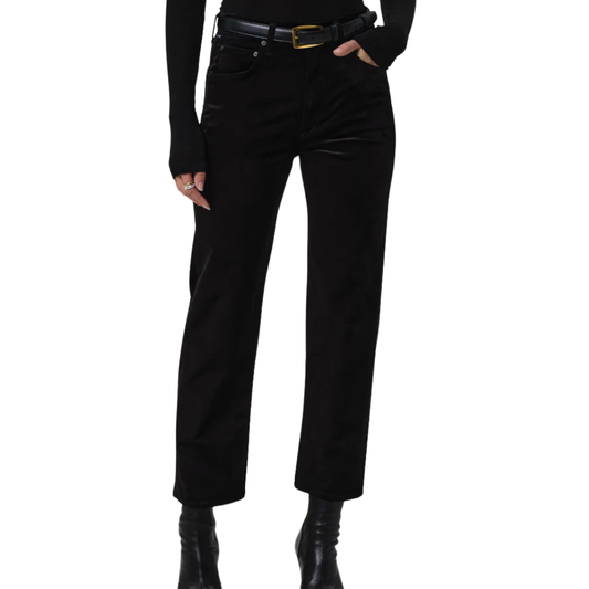 DELFINA VELVET STRAIGHT LEG BLACK