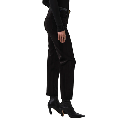 DELFINA VELVET STRAIGHT LEG BLACK