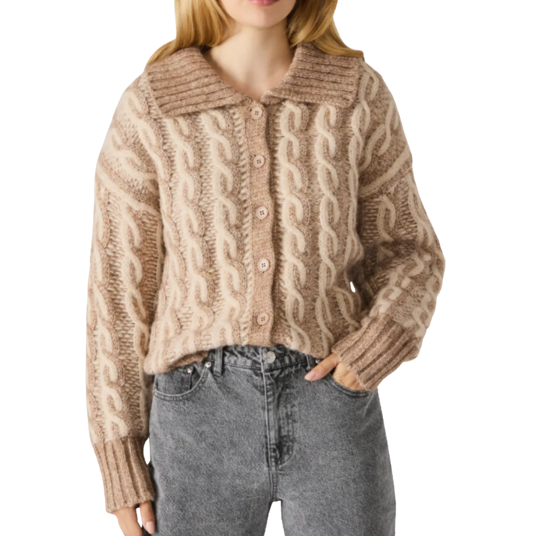 MICHAELA CABLE CARDIGAN MOCHA