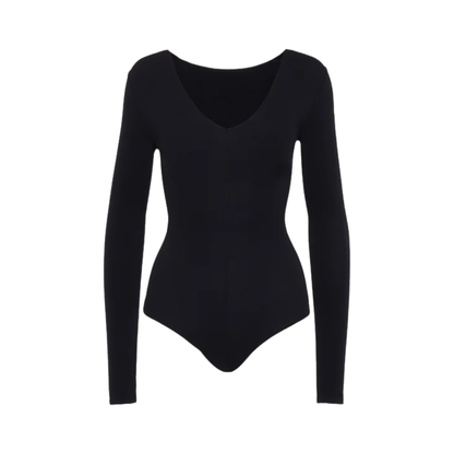 LONG SLEEVE CENTER SEAM BODYSUIT BLACK