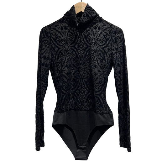 VELVET JACQUARD TURTLENECK BLACK