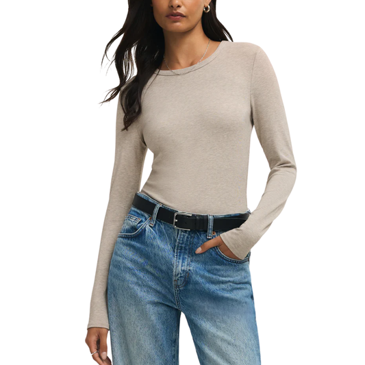 SECOND SKIN CREW LONG SLEEVE TOP NATURAL HEATHER