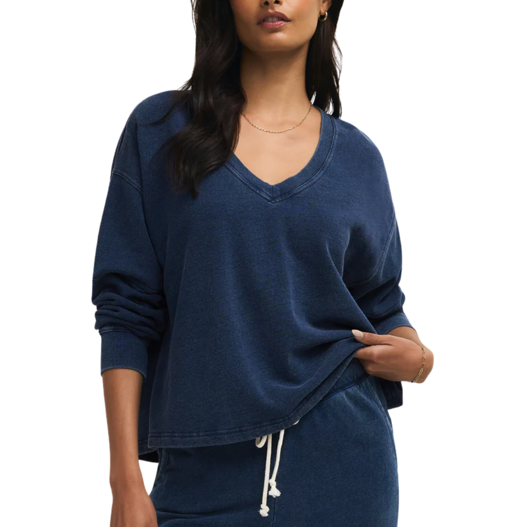 DELPHINE KNIT DENIM SWEATSHIRT INDIGO