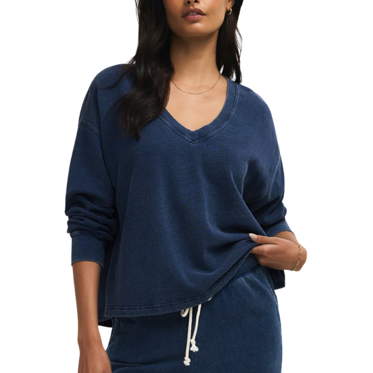 DELPHINE KNIT DENIM SWEATSHIRT INDIGO