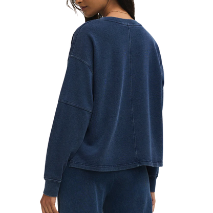 DELPHINE KNIT DENIM SWEATSHIRT INDIGO