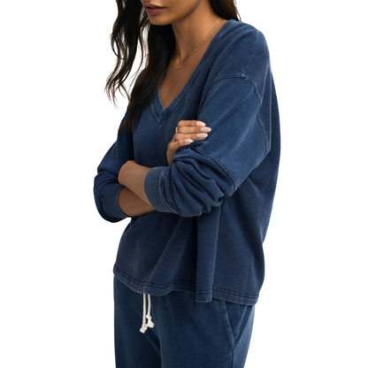 DELPHINE KNIT DENIM SWEATSHIRT INDIGO