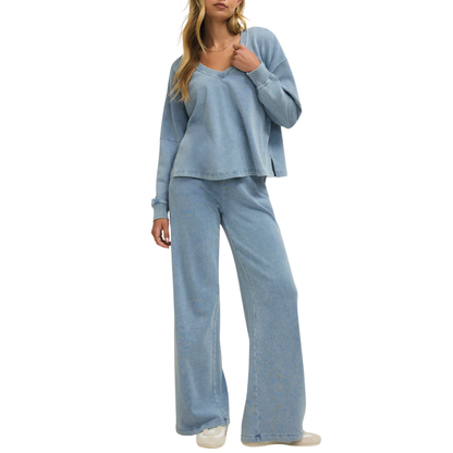 DELPHINE KNIT DENIM SWEATSHIRT OCEAN AIR INDIGO