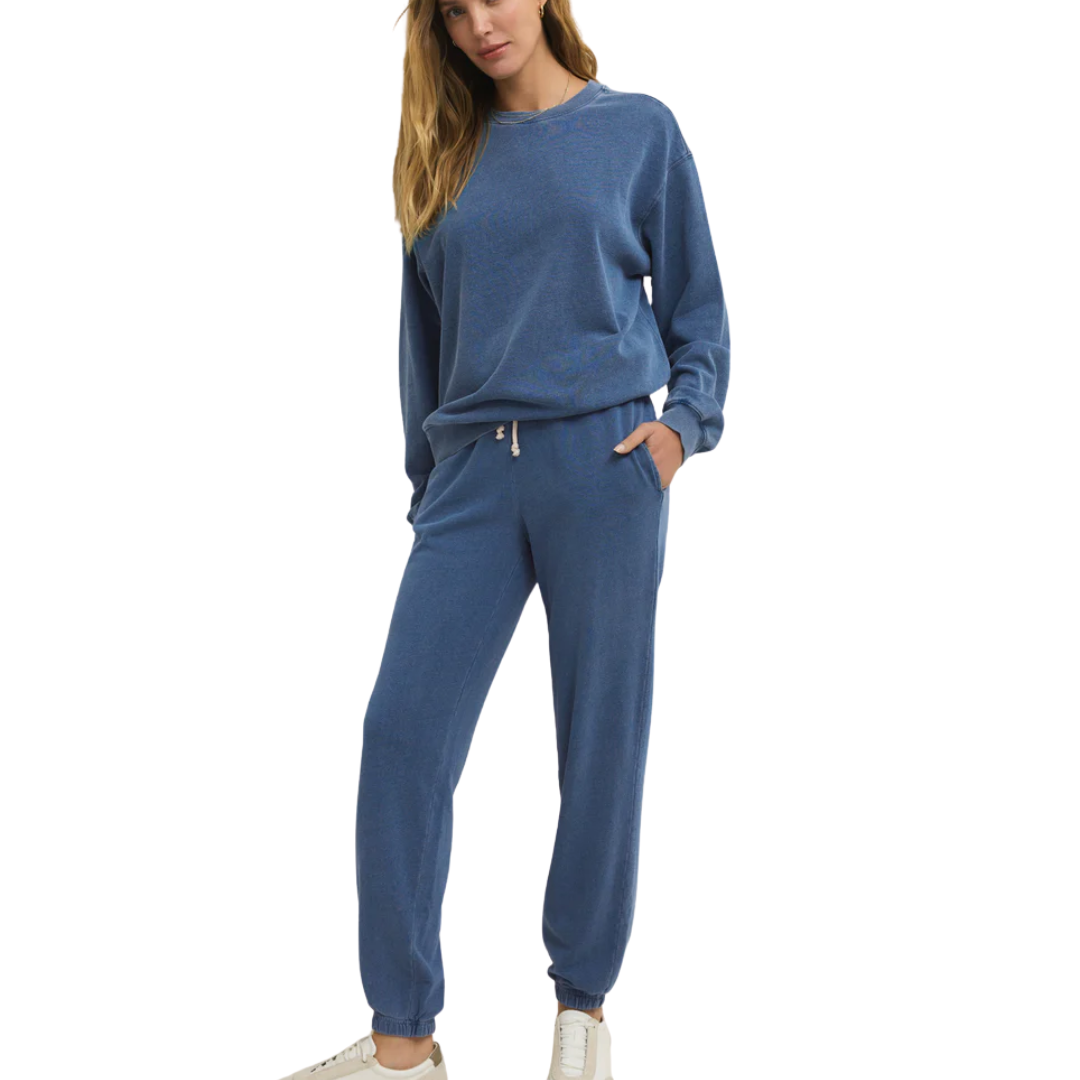 BOYFRIEND DENIM SWEATSHIRT CALYPSO BLUE INDIGO