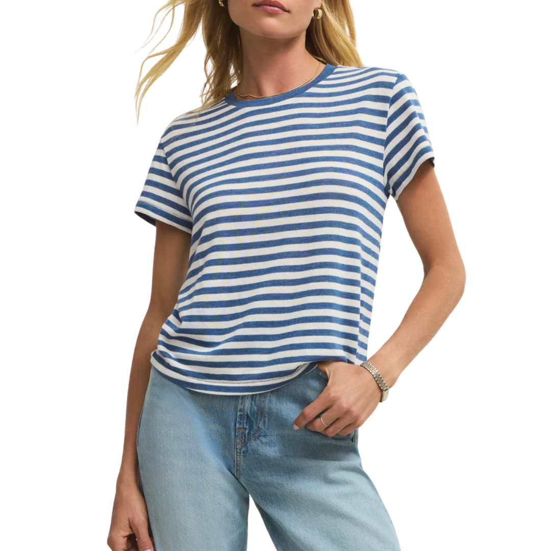 TOURIST STRIPED TEE CALYPSO BLUE INDIGO