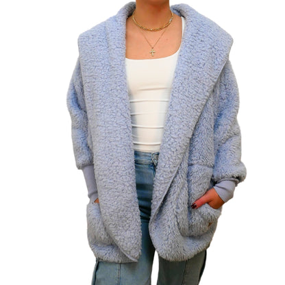 CASHMERE BLUE SHERPA WRAP