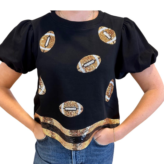 SEQUIN FOOTBALL PATCH TEE