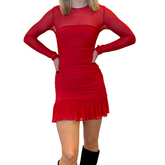 LONG SLEEVE KIANA DRESS IN MESH KISS