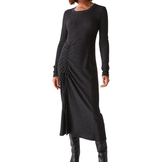 ILIA RUCHED TIE DRESS CHARCOAL