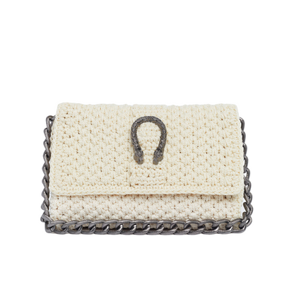 MEDIUM NEW YORK BAG WITH CHAIN OFF WHITE