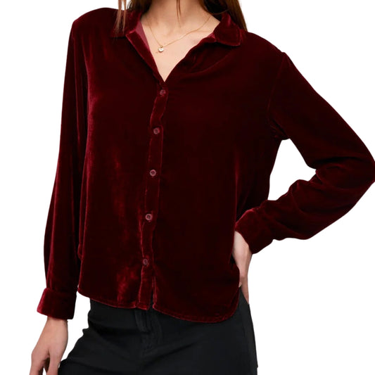 VELOUR CLEAN SHIRT BURGANDY