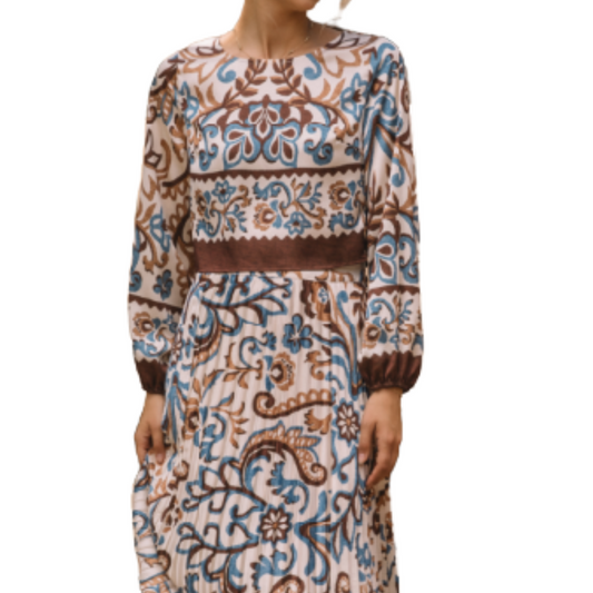 BORDER PRINT BLOUSE IVORY