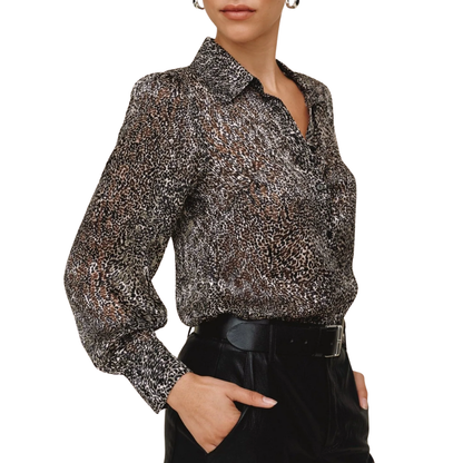 LONG SLEEVE BISHOP SLEEVE BUTTONDOWN SILVER