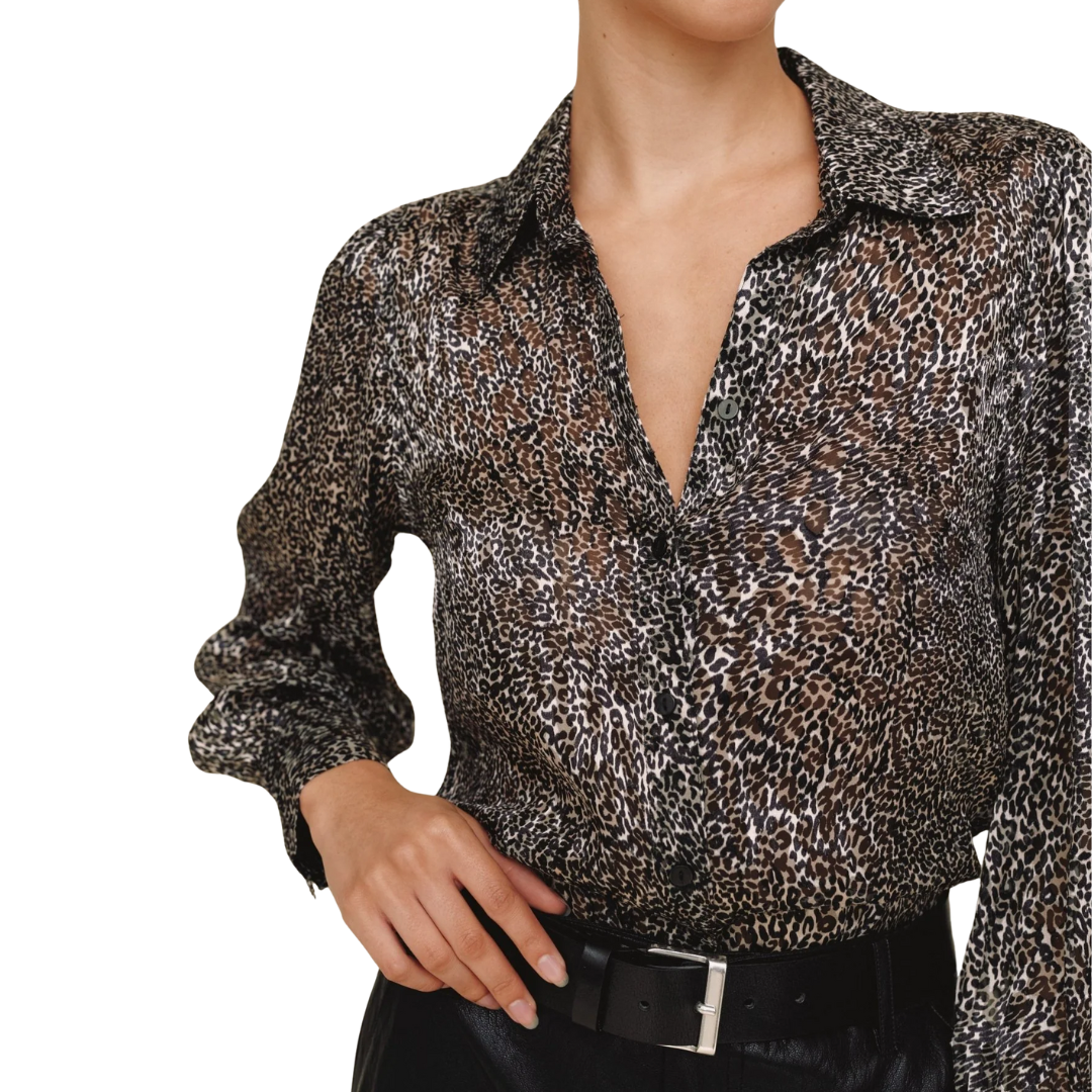 LONG SLEEVE BISHOP SLEEVE BUTTONDOWN SILVER