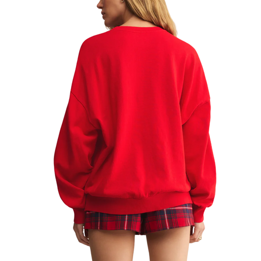 VERY MERRY SUNDAY SWEATSHIRT FESTIVE RED