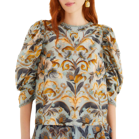 SNAKE GARDEN 3D BLOUSE BLUE