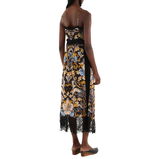 SNAKE GARDEN MIDI DRESS BLACK