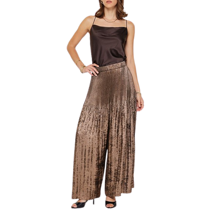 PLEATED WIDE LEG PANTS COPPER