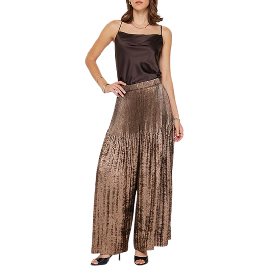 PLEATED WIDE LEG PANTS COPPER