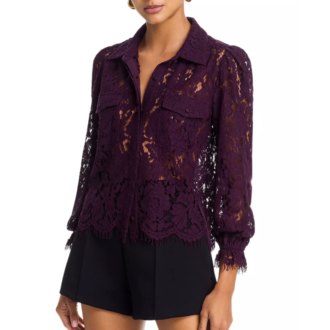 LINA LACE SHIRT EGGPLANT