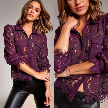 LINA LACE SHIRT EGGPLANT