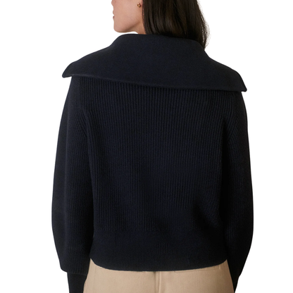 MAURA HALF ZIP RIB KNIT NAVY