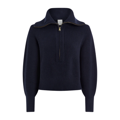 MAURA HALF ZIP RIB KNIT NAVY