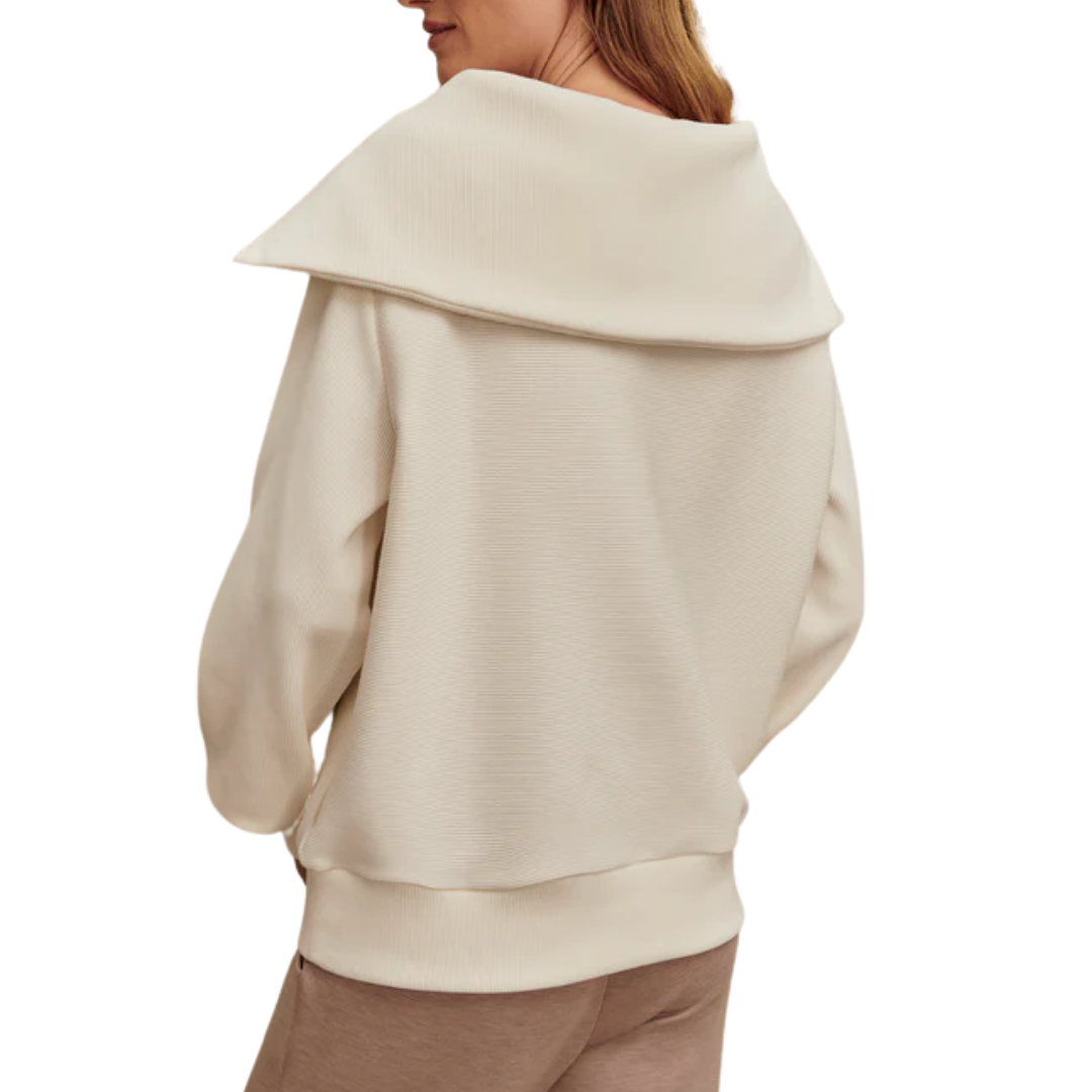 VINE HALF ZIP SWEATER IVORY