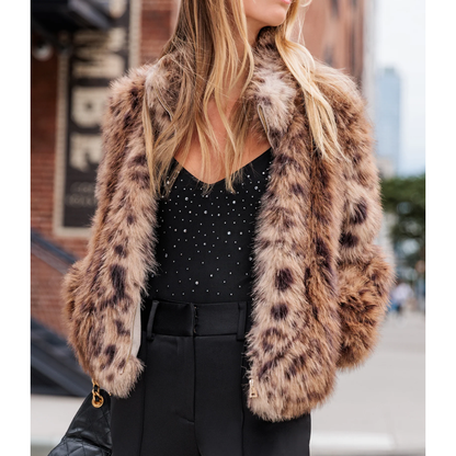 JAMIE LEOPARD FAUX FUR JACKET
