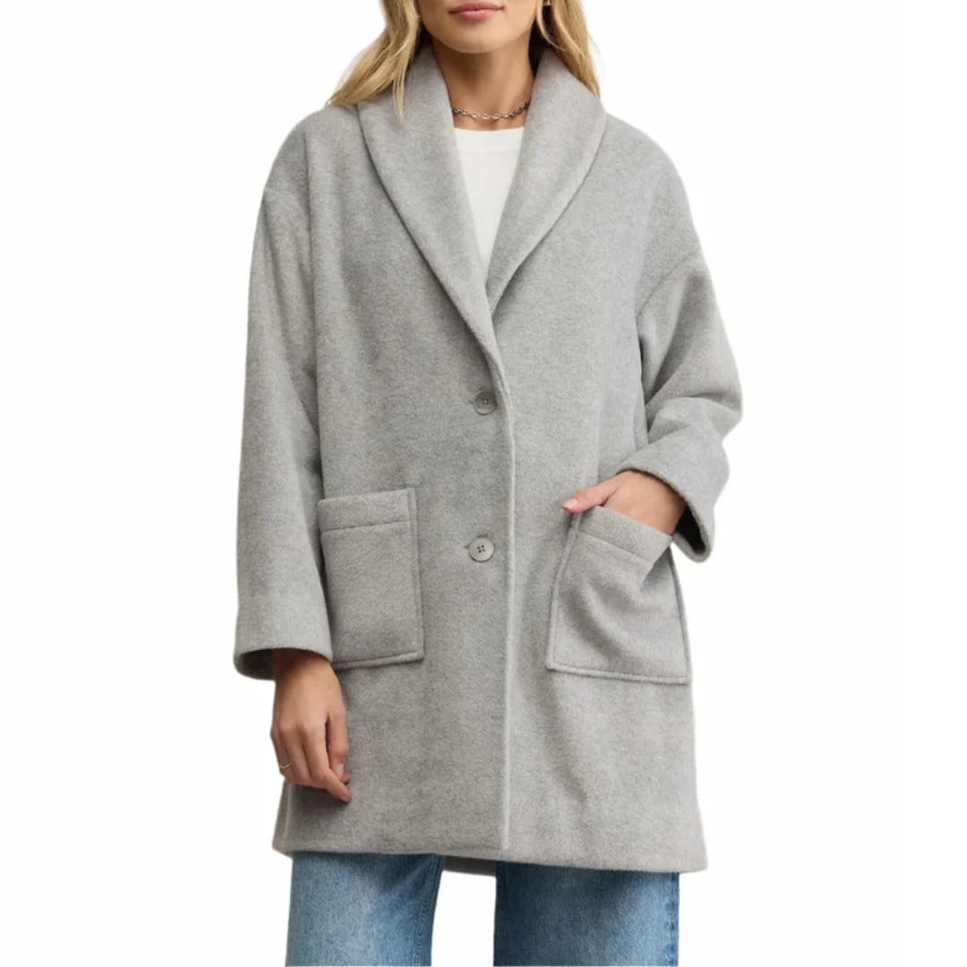 LENNON HEATHERED COAT CLASSIC HEATHER GREY