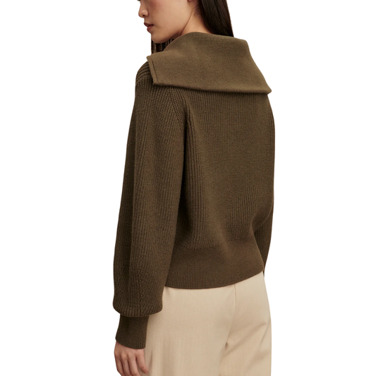 MAURA HALF ZIP RIB KNIT OLIVE NIGHT