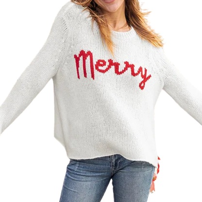 MERRY CHUNKY SWEATER SNOW RED