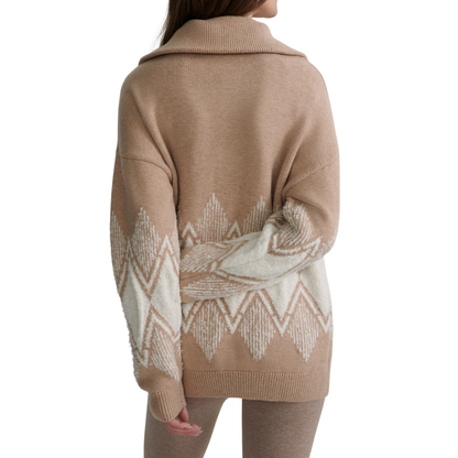 BETTY JACQUARD HALF ZIP LIGHT TAUPE