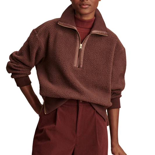 ROSELLE HALF ZIP FLEECE DEEP MAHOGANY