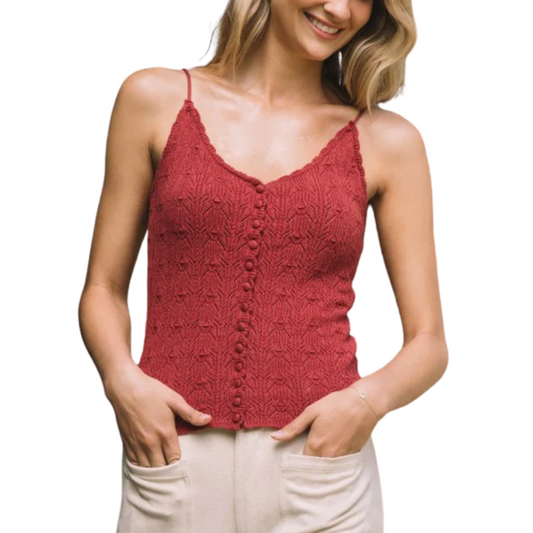 POINTELLE SCALLOP TANK TOP BURNT