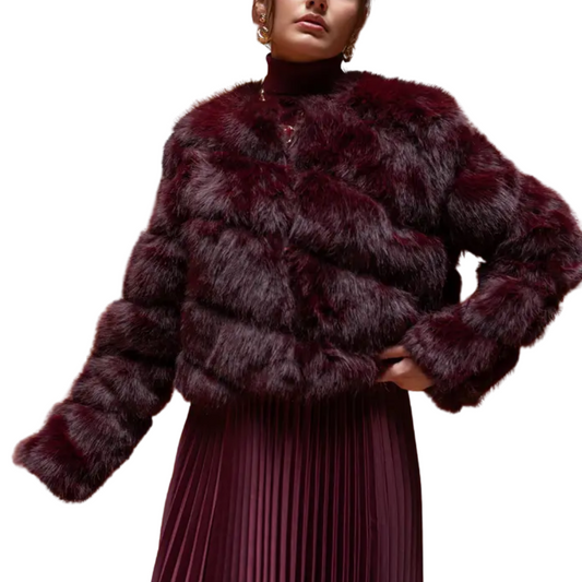 PAULA FAUX FUR JACKET BORDEAUX