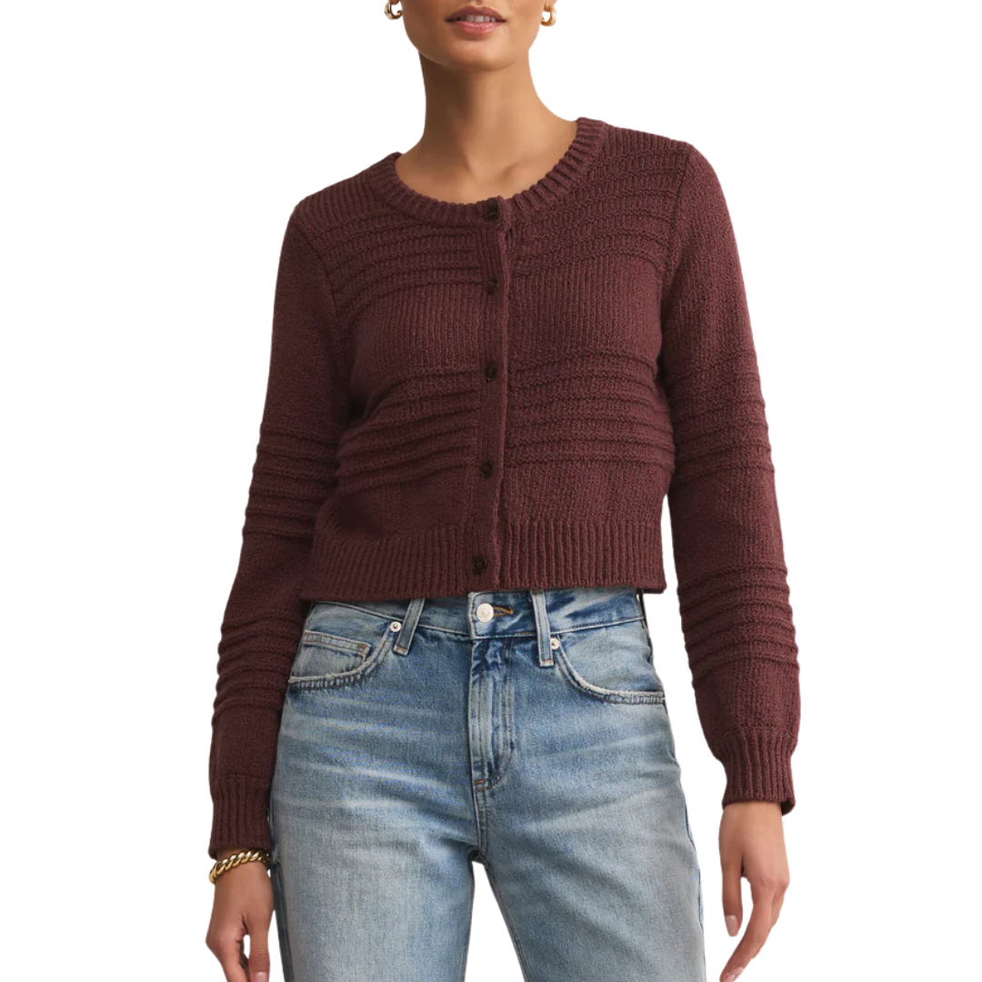 BETWEEN THE LINES CARDIGAN SANDALWOOD