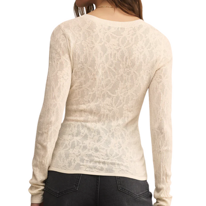 TIBI SCOOP MESH SWEATER CRYSTAL